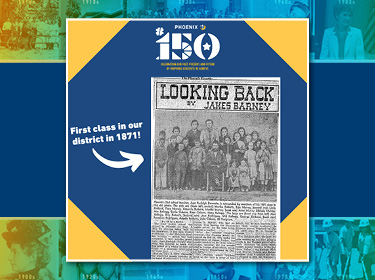  The Phoenix Gazette newspaper shows a photo of the class of 1871 