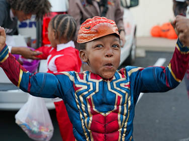  Student dressed as superhero for halloween