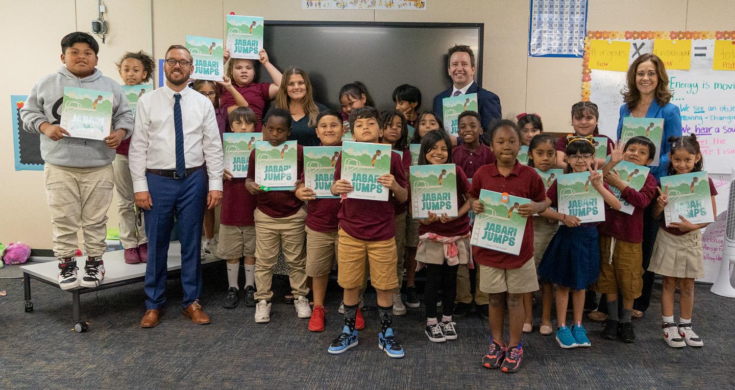 Maricopa County School Superintendent Steve Watson reading Jabari Jumps by Gaia Cornwall to Dani Schulze’s 3rd-grade class at Garfield Elementary School.