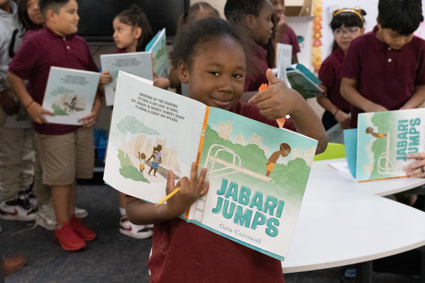 Maricopa County School Superintendent Steve Watson reading Jabari Jumps by Gaia Cornwall to Dani Schulze’s 3rd-grade class at Garfield Elementary School.
